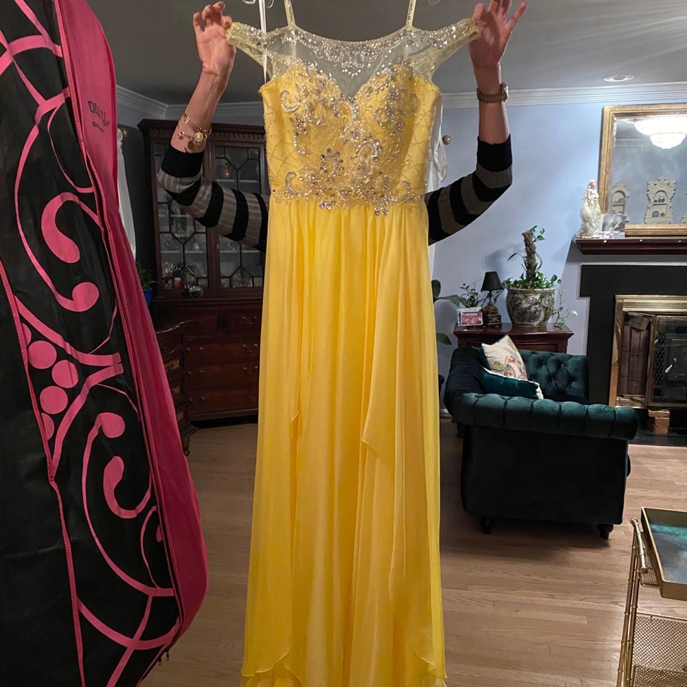 NWT yellow Rachel Allan gown